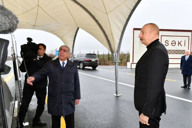 Prezident Oğuz-Şəki avtomobil yolunun yenidənqurmadan sonra açılışında iştirak edib - FOTO