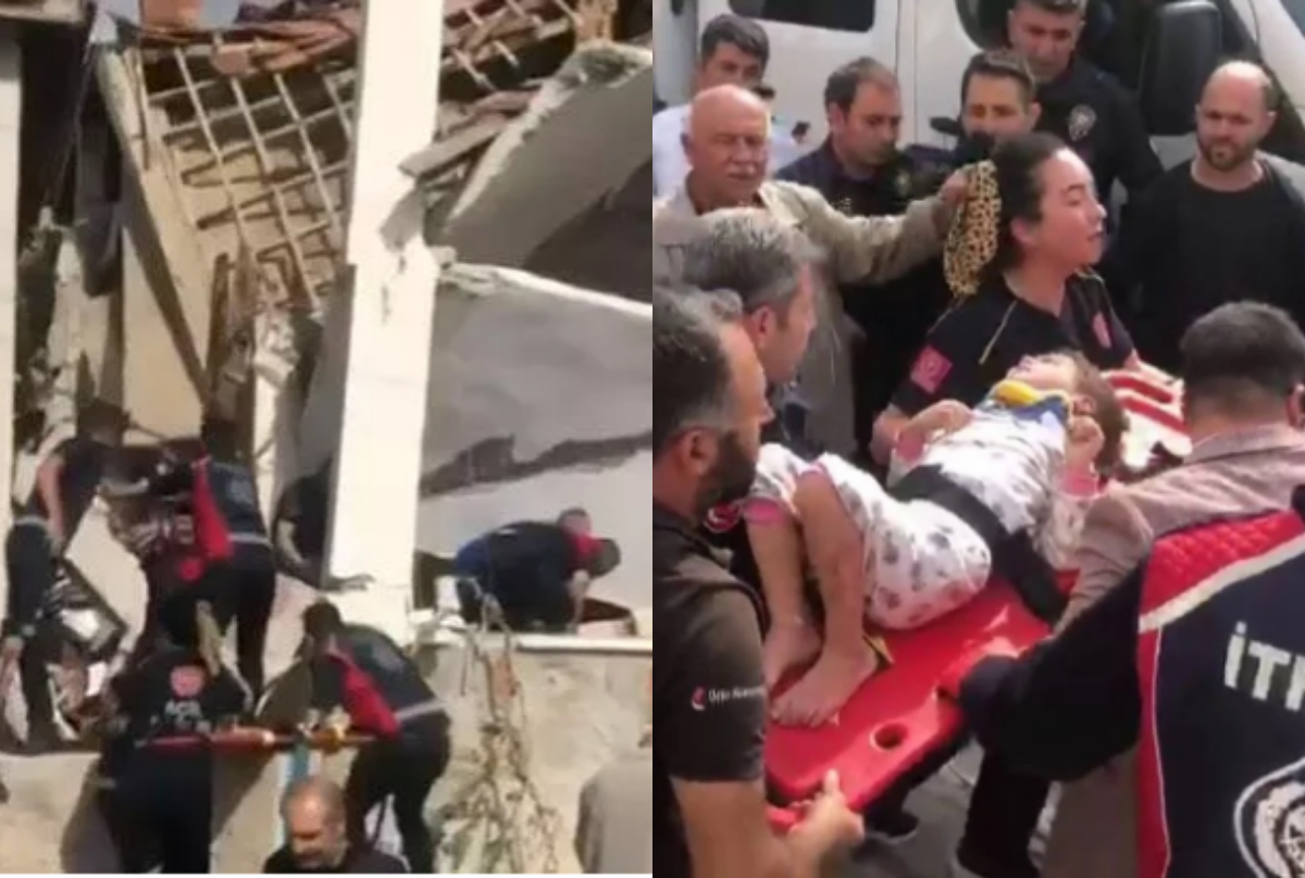 Türkiyədə yaşayış binası çökdü, insanlar dağıntılar altında qaldılar - VİDEO 